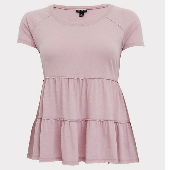 Torrid Mauve Shirred Baby Doll Top - Picture 3 of 4